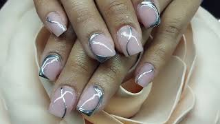 uñas acrílicas nude con gel efecto espejo [upl. by Marela]