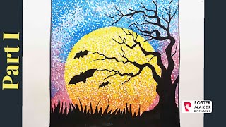 SILHOUETTE PAINTING  WATER COLOUR  POINTILLISM ART  DOT PAINTING PART I [upl. by Nohsal]