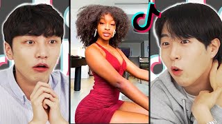 Korean Guys React To TikTok Buss It Challenge [upl. by Aizirk]