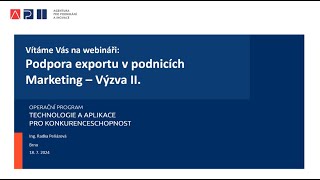 Podpora exportu v podnicích  Marketing  výzva II [upl. by Primaveras861]