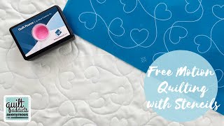 Hearts Meander Free Motion Quilting Tutorial using Full Line Stencil [upl. by Eciralc]