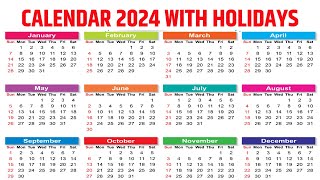 Calendar 2024 with Holidays  Kalendar 2024  Hindu festival with holidays 2024  2024 Ka Calendar [upl. by Nurse]