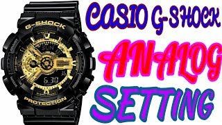 casio gshock analogue time setting of illuminator ga110gb wrist watch shock proof fullpackage [upl. by Lehcem628]