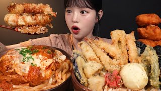 SUB바삭바삭 대왕 텐동에 김치나베돈까스 먹방 꿀조합 리얼사운드 Tendon amp Kimchi Katsu Udon Mukbang Asmr [upl. by Janela]