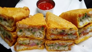 Bread Pakora recipe  How to make Potato Bread Pakora  Aloo Bread Pakora [upl. by Aamsa]