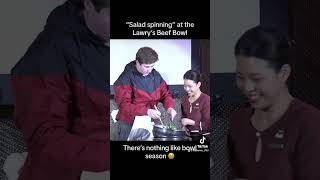 Will Reichard had the honor of “spinning the salad” to kick off the Lawry’s Beef Bowl 🥗😵‍💫 [upl. by Yousuf]