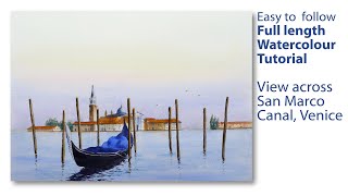 View across San Marco Canal Venice  Full length watercolour demonstration [upl. by Toma]