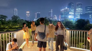 🇹🇭 Benjakitti Forest Park Sky Walk Night Walking Tour  4K HDR [upl. by Egroej]