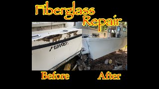 DIY Fiberglass REPAIRS  BOAT AUCTION  Broken Pilot House Part 3  HOW TO REPAIR A HOLE IN A BOAT [upl. by Aicetel]