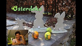 DIY kreatives aus Knetbeton Osterdekoration schnell gemacht für draußen im Garten oder innen [upl. by Enialb897]