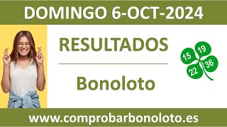 Resultado del sorteo Bonoloto del domingo 6 de octubre de 2024 [upl. by Arodaeht]