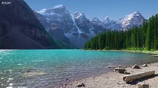 Peaceful birds chirping gentle water sounds beautiful landscape Moraine Lake Canada [upl. by Stroud310]