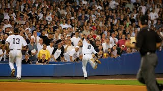 quotThe Divequot Derek Jeter goes into the stands for an amazing catch [upl. by Sulohcin]