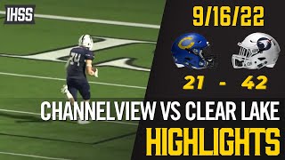 Channelview at Clear Lake  2022 Week 4 Football Highlights [upl. by Ahsil]