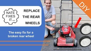 Lawnmower rear wheel replacement  How to replace the rear wheels on a Craftsman mower [upl. by Ilyak]