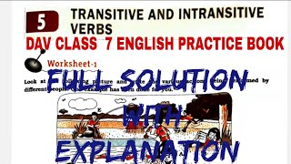 dav class 7 ENGLISH PRACTICE BOOK CHAPTER 5 Transitive and Intransitive Verbs Solution  EDUMAGNET [upl. by Zoila]