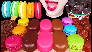 ASMR CHOCOLATE ICE CREAM MACARON 초콜릿 아이스크림 마카롱 먹방 MUKBANG EATING [upl. by Ritch125]