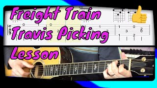 Freight Train Fingerstyle Guitar Lesson  Blues Fingerpicking Lesson [upl. by Marian991]