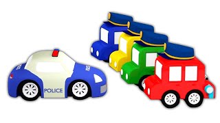 4 carros coloridos e os carros de polícia Desenho animado infantil Desenhos animados em português [upl. by Eelessej]