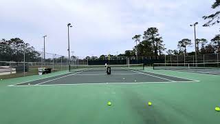 Hitting off The Slinger Ball Machine Day3 Practicing Flat Forehands and Flat backhands Profile 95 [upl. by Hayley380]