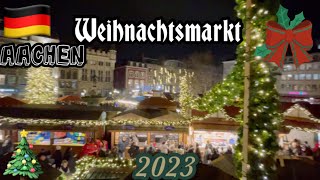 【Aachen🇩🇪】Weihnachtsmarkt 🎄✨2023Walking•Germany•EuropeアーヘンのクリスマスマーケットChristmasmarket [upl. by Atnahsa]