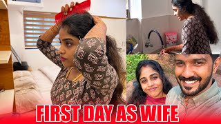 FIRST DAY AS A WIFE 😍  ഭർത്താവിന്റെ വീട്ടിൽ ആദ്യ ദിവസം 🥹  HOME TOUR  PULLOTHI [upl. by Tedi784]