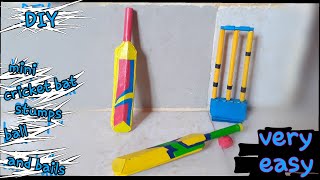 How to make mini cricket batballstumps and bails  How to make mini cricket kit  noob2prodiys [upl. by Katheryn]