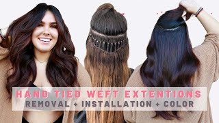 Invisible Bead Hair Extensions BEST TIPS TO REMOVE INSTALL amp COLOR HAND TIED WEFT EXTENSIONS [upl. by Vada482]