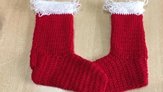 Tuto chaussettes bottes de noël au crochet spécial gaucher [upl. by Aro360]