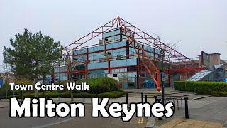 Milton Keynes Town Centre Walk【4K】 Lets Walk 2021 [upl. by Cirilo]