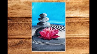 Making of Easy Acrylic Painting Lotus painting ideas  Relaxing  Step by Step [upl. by Aihsakal]