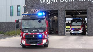 TWOTONEWigan Double Pump Turnout Greater Manchester Fire And Rescue Service [upl. by Dlared]