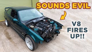 V8 swapped E36 fires up for the first time [upl. by Beckman907]