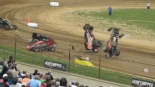 SPRINT CARS at Lincoln Park Speedway  Massive Crashes and Close Dirt Track Racing [upl. by Ssirk]