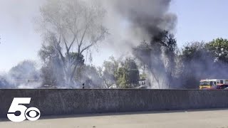 LIVE Grass fires threaten structures along I49 in Springdale [upl. by Waylen]