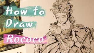 Rococo dress with Dog sketch  강아지 함께 있는 로코코시대 스케치 [upl. by Eus]