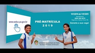 Prématrícula PA Seduc na rede estadual para 2020 [upl. by Sproul]