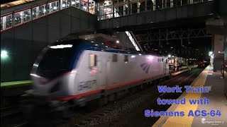 Amtrak ACS64 Leads SES Work Train by Stamford CT [upl. by Eadwine]