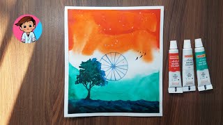 Republic day drawing  watercolor  tutorial shorts [upl. by Elawalo585]