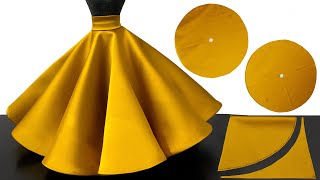 DOUBLE CIRCLE SKIRT ⭐️ Umbrella skirt cutting and stitching in VERY EASY way [upl. by Akined]