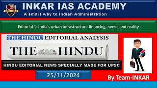 URBANIZATION PROBLEMS 25 11 2024 The Hindu Todays News Analysis UPSC CA [upl. by Jaclin]