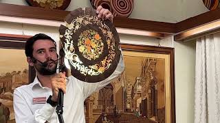 Sorrento Italy inlaid wood table shop demonstration [upl. by Leumhs]