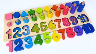 Numbers Counting 1  10 Shapes with Puzzle  Preschool Toddler Learning Toy Video [upl. by Rusert]