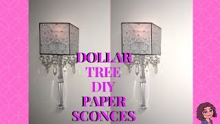 DOLLAR TREE DIY GLAM CRYSTAL WALL SCONCES  VELLUM PAPER  PAPERY DECOR  CANDLE HOLDER [upl. by Rosenkranz]