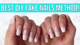 DIY FAKE NAILS AT HOME No acrylic easy lasts 3 weeks [upl. by Friederike]