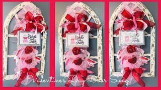 VALENTINE’S DAY ❤️PAINT STIR STICKYARDSTICK DOOR SWAG WREATH DIY ❤️HIGH END DECOR❤️DOLLAR TREE ❤️ [upl. by Puett]