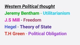 Western Political thought  Jeremy Bentham JS Mill  Hegel TH Green Political science Hons yt [upl. by Enomys]