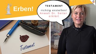 Testament erstellen 10 wichtige Tipps erben enterbenso gehts richtig Anwalt Seiter Delmenhorst [upl. by Sorvats]