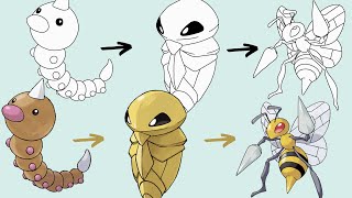 Como Desenhar FACILMENTE O POKÉMON WEEDLE KAKUNA BEEDRILL   Pokemon Evolution [upl. by Hoye]