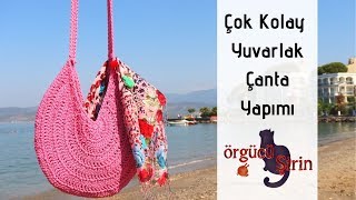 Çok Kolay Yuvarlak Çanta Yapımı  Örgü Modelleri [upl. by Ahsitra]